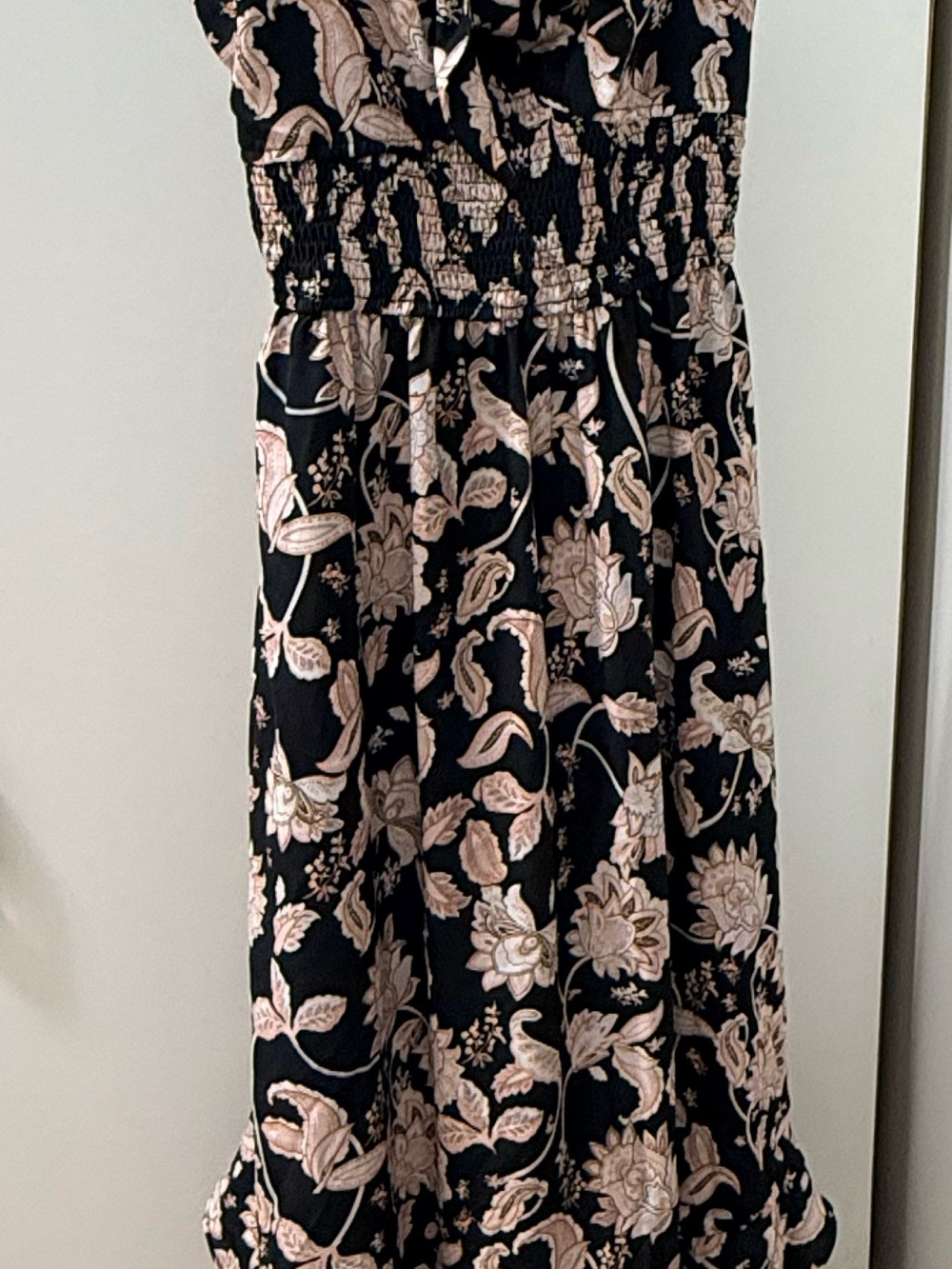 Grace Karin Black Maxi Dress with Blush Floral Print Size Small